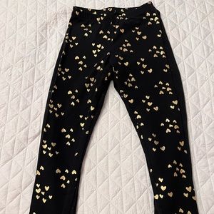 Cat & Jack girls leggings. 2 pack. Black w/ gold hearts & black w/sparkles.